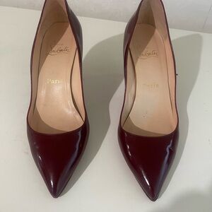 Burgundy red patent leather Christian Loboutin heels, sz39 / 8.5